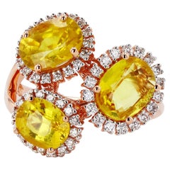 4.91ctw Yellow Sapphire and 0.46ctw Diamond Ring
