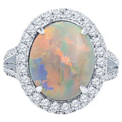 Bague en opale d'Australie et diamants de 4,92 carats