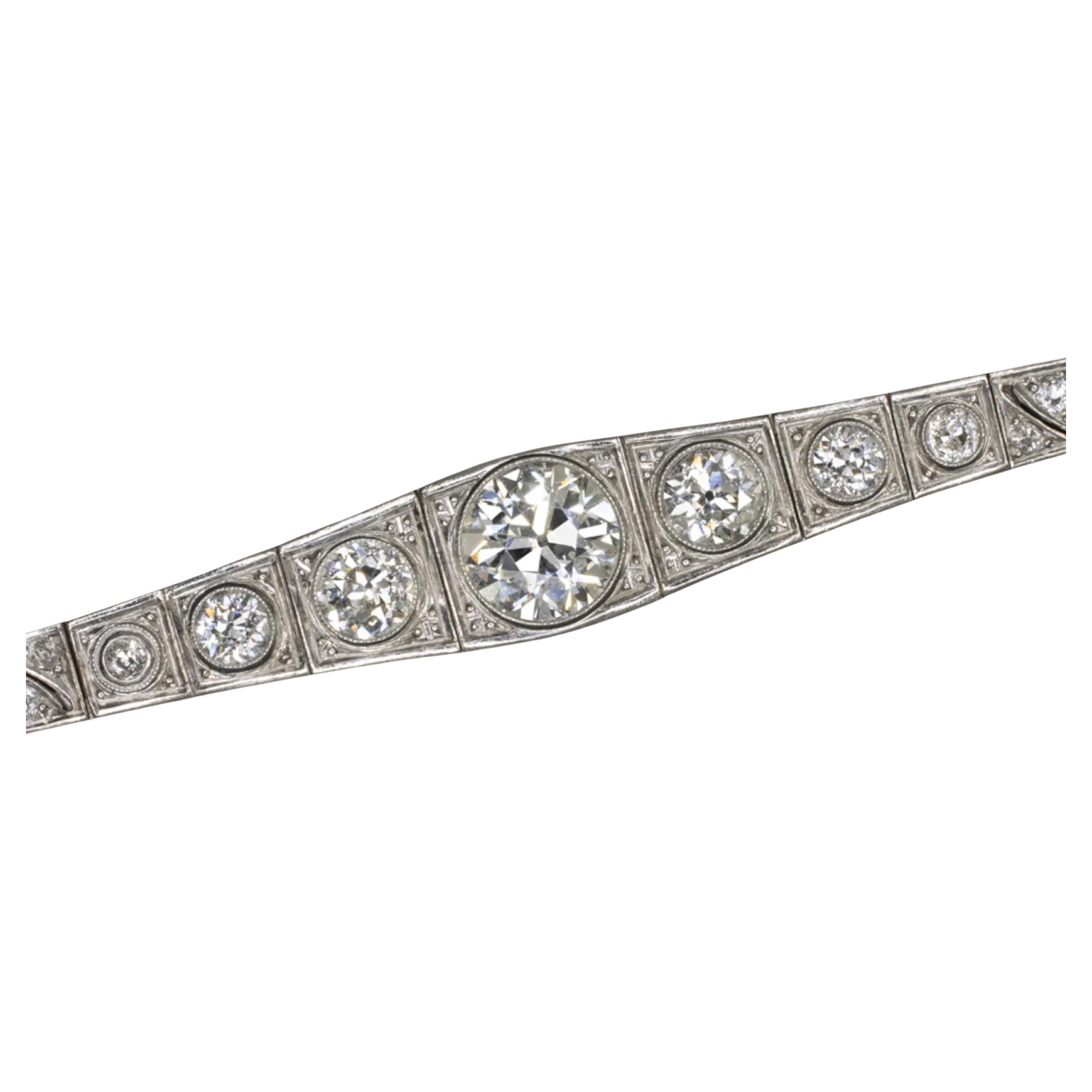 4.92 Carat Exquisite Art Deco Diamond Bracelet For Sale