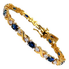 4.92 Carat Natural Blue Sapphire Diamonds Bracelet 14 Karat X-Link 4.92 Carat Natural Blue Sapphire Diamonds Bracelet 14 Karat X-Link