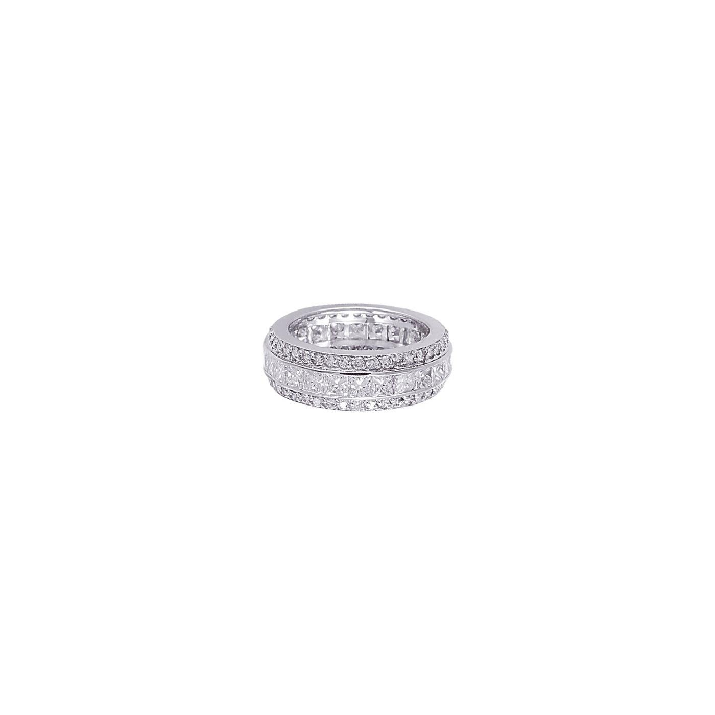 For Sale:  4.92 Carat Natural Diamond Eternity Ring Band G SI 18K White Gold 2