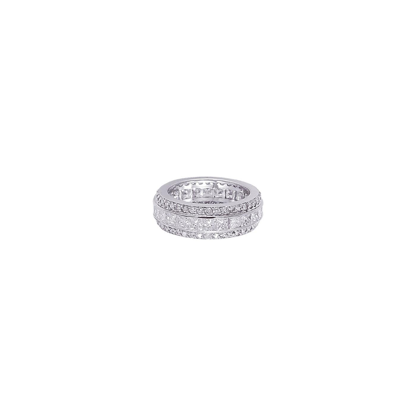 For Sale:  4.92 Carat Natural Diamond Eternity Ring Band G SI 18K White Gold 4