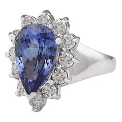 Natural Tanzanite Diamond Ring In 14 Karat White Gold