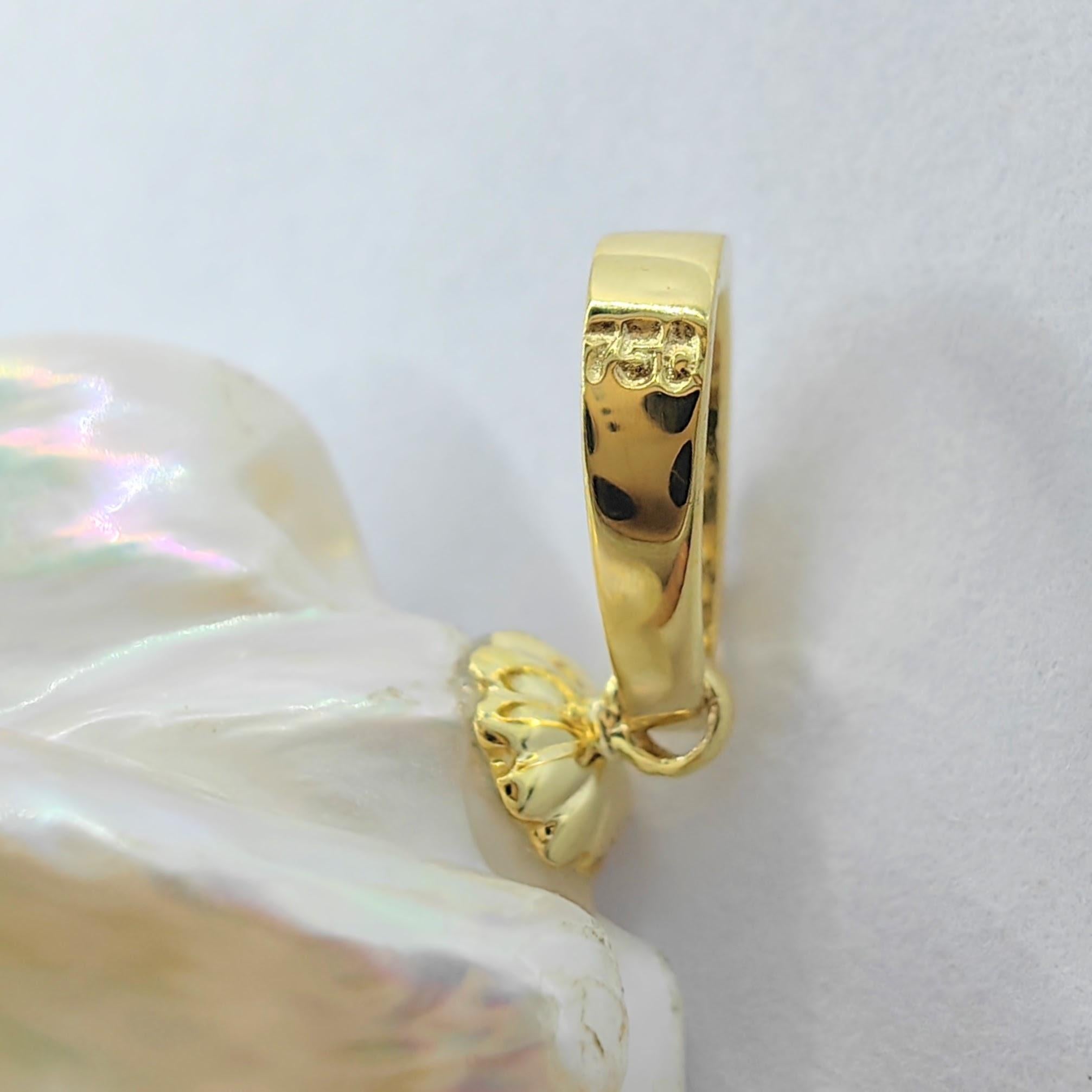 49.24ct Iridescent Baroque Pearl Diamond 18K Pendant & 22K Chain in Yellow Gold For Sale 2