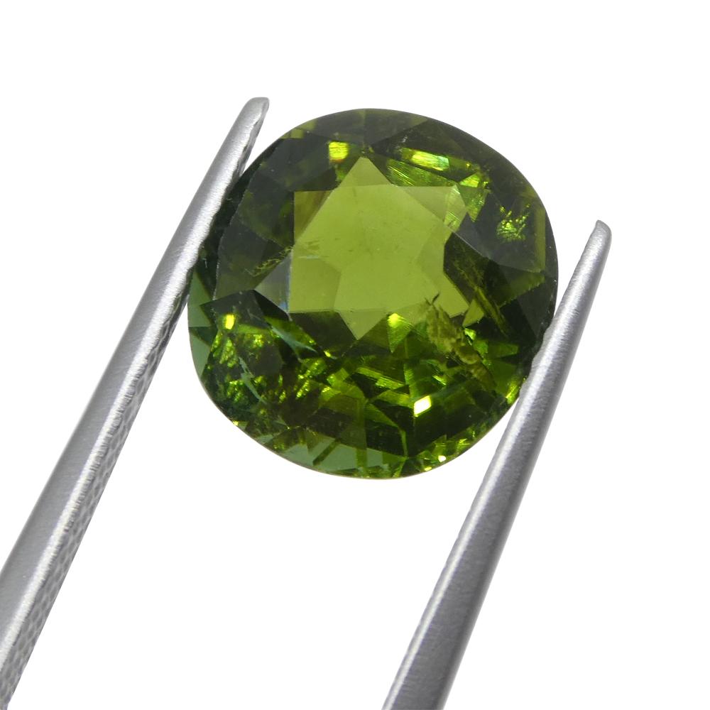 Brilliant Cut 4.92ct Cushion Green Tourmaline from Brazil For Sale