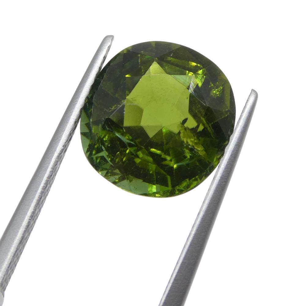 4.92ct Cushion Green Tourmaline from Brazil In New Condition For Sale In Toronto, Ontario