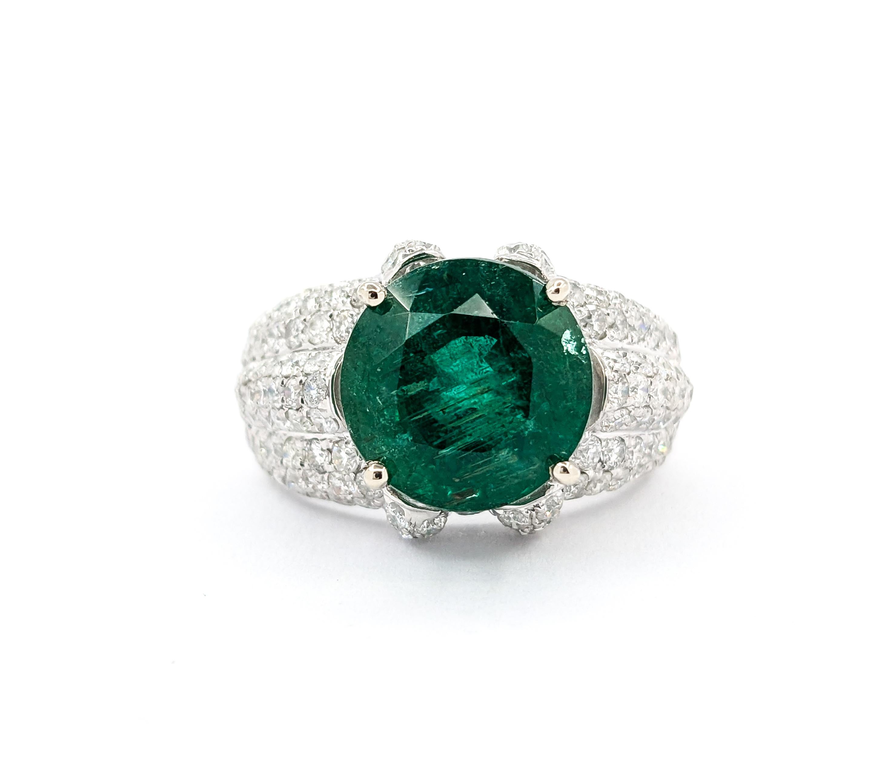 4,92ct natürlicher Smaragd & 1,91ctw Diamantring in Weißgold im Zustand „Hervorragend“ in Bloomington, MN