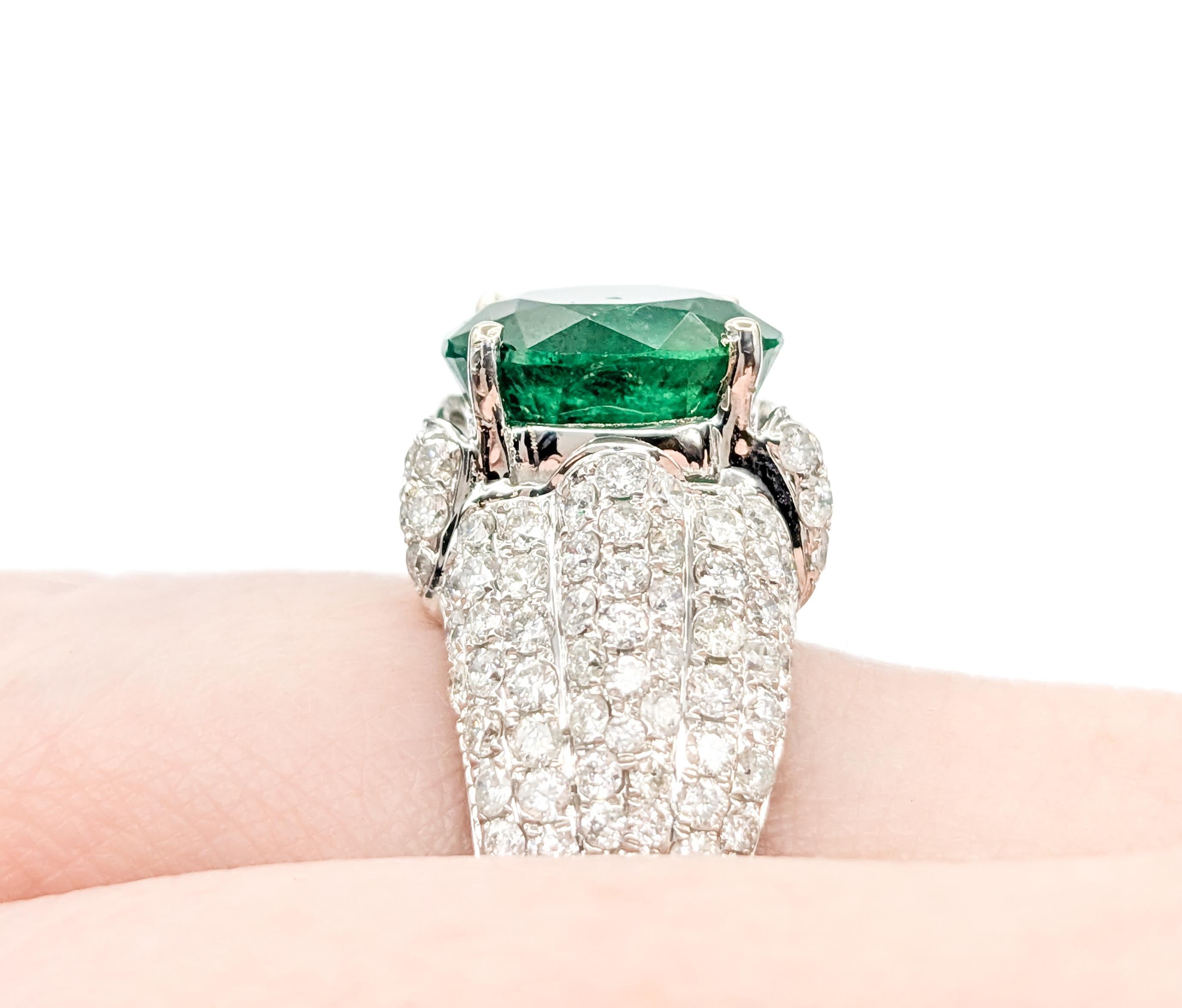 Women's 4.92ct Natural Emerald & 1.91ctw Diamond Ring in White Gold