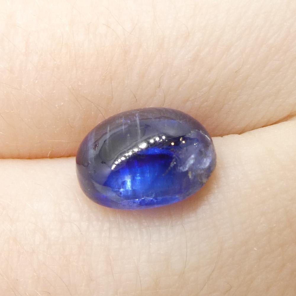 Women's or Men's 4.92ct Oval Cabochon Blue Kyanite from Brazil  For Sale