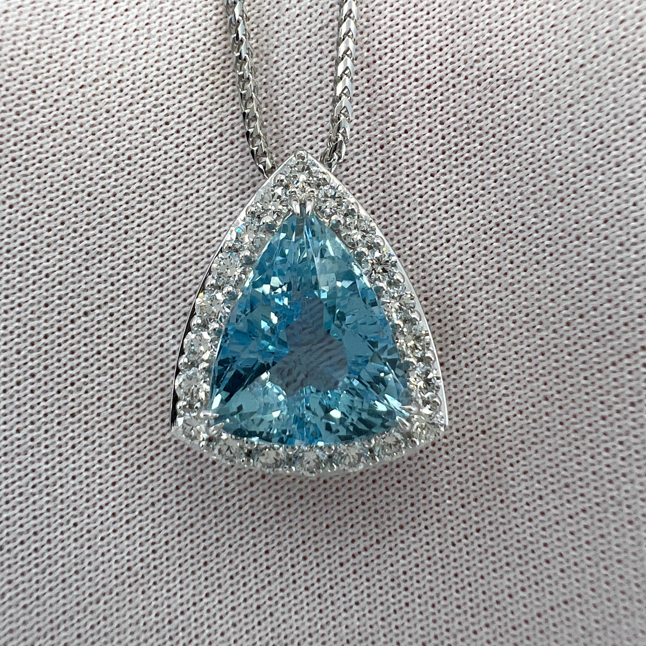 4.92ct Santa Maria Blue Aquamarine Diamond 18k White Gold Halo Pendant Necklace 6