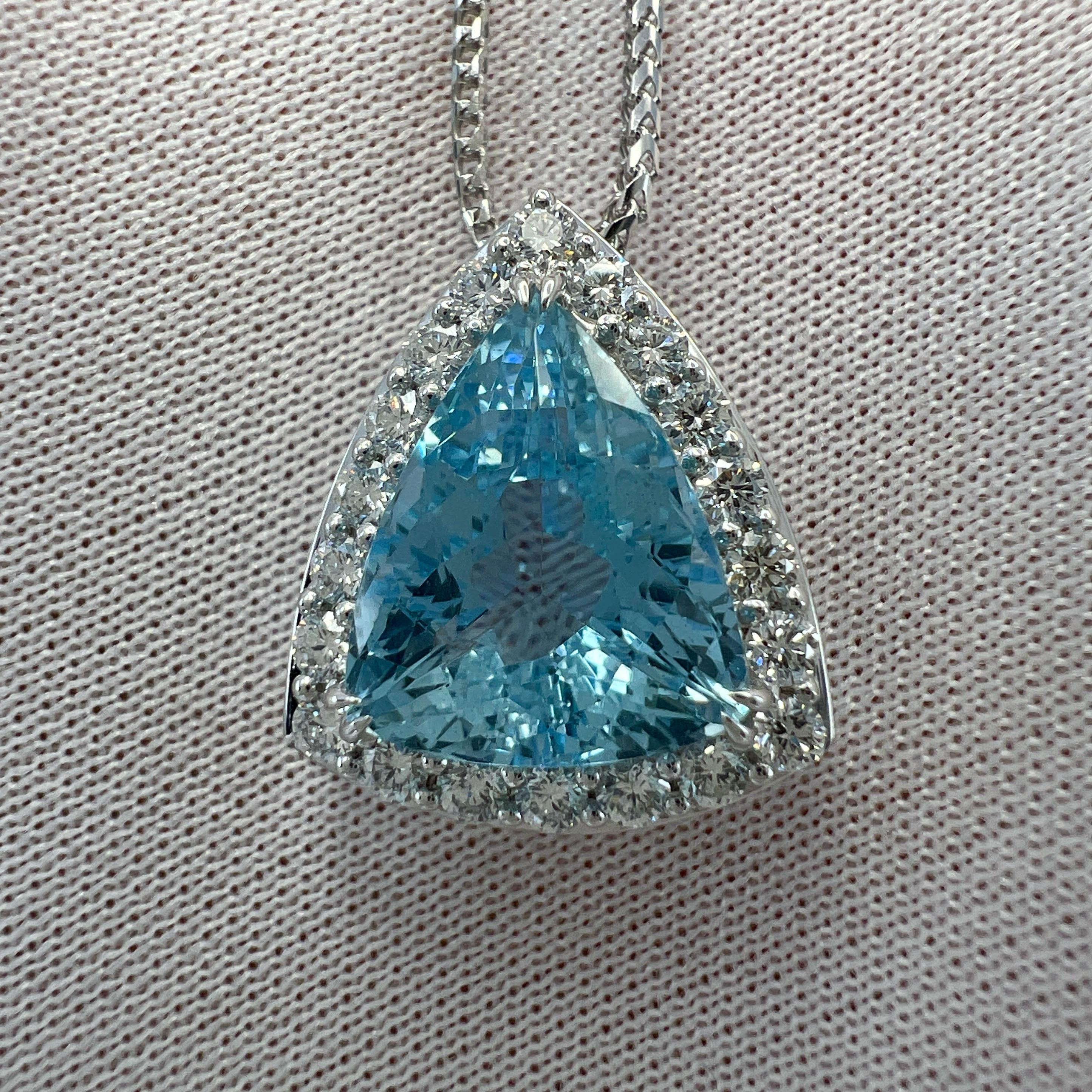 4.92ct Santa Maria Blue Aquamarine Diamond 18k White Gold Halo Pendant Necklace 2