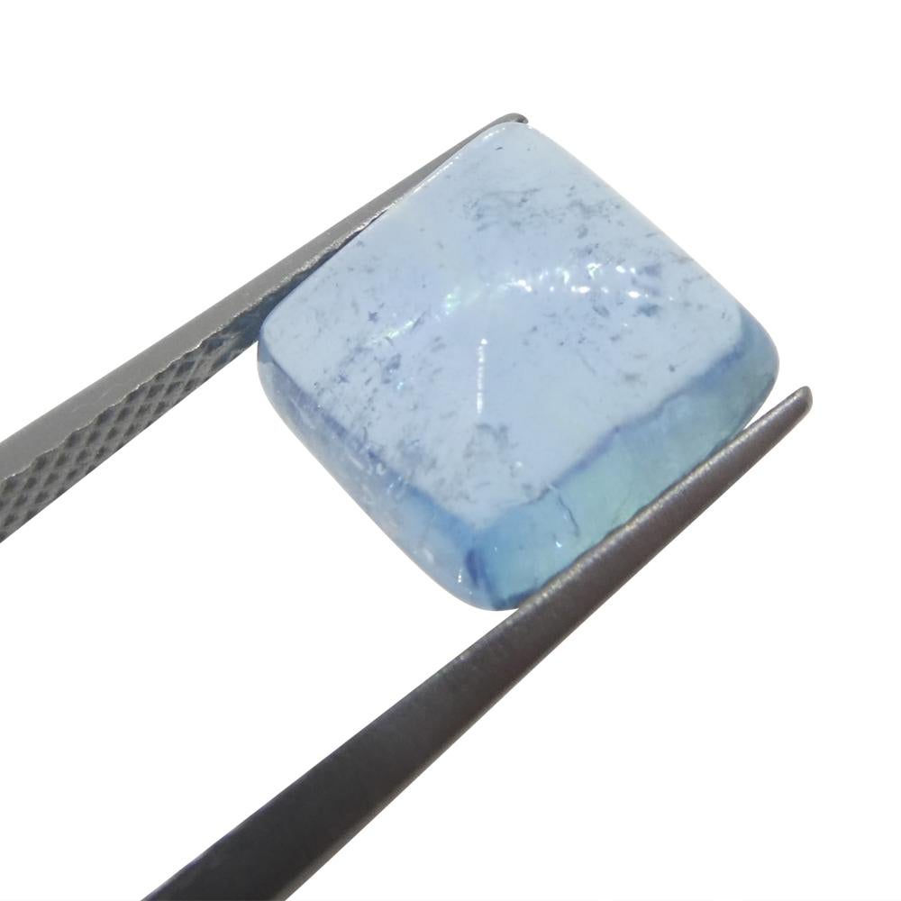 4.92ct Square Sugarloaf Cabochon Blue Aquamarine from Brazil For Sale 6