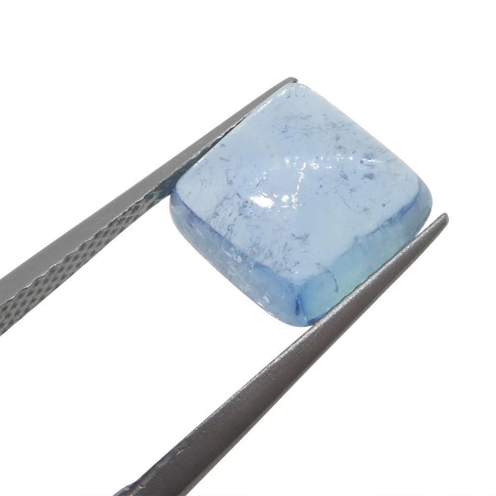 4.92ct Square Sugarloaf Cabochon Blue Aquamarine from Brazil For Sale 7