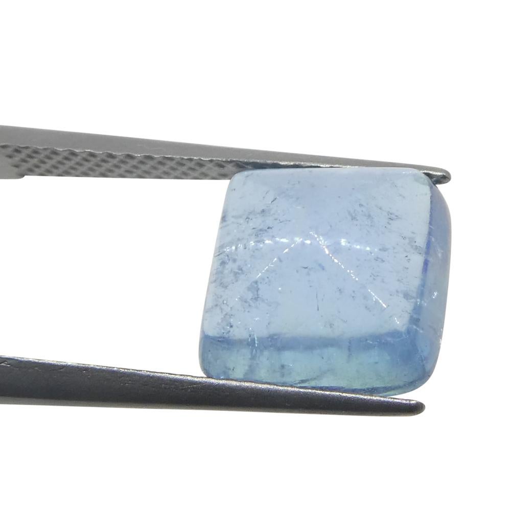 4.92ct Square Sugarloaf Cabochon Blue Aquamarine from Brazil For Sale 8