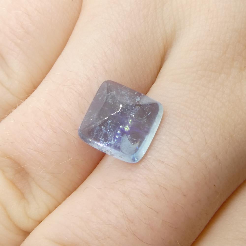 4.92ct Square Sugarloaf Cabochon Blue Aquamarine from Brazil For Sale 9