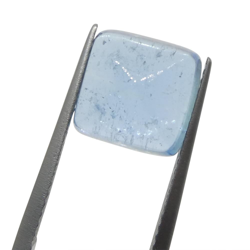 Women's or Men's 4.92ct Square Sugarloaf Cabochon Blue Aquamarine from Brazil For Sale