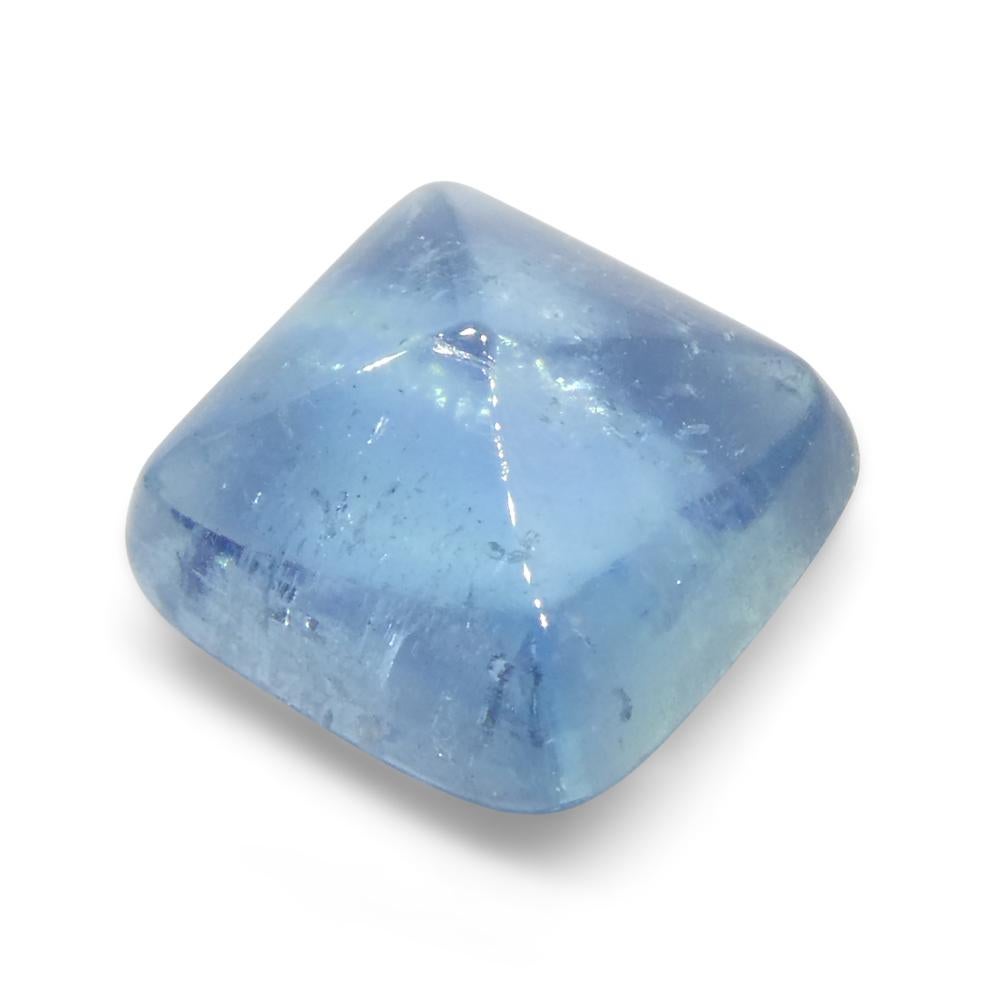 4.92ct Square Sugarloaf Cabochon Blue Aquamarine from Brazil For Sale 2