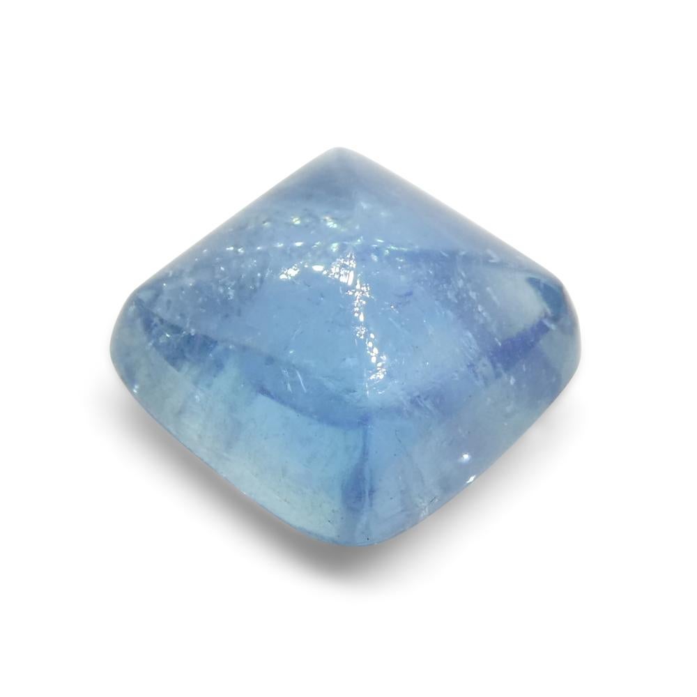 4.92ct Square Sugarloaf Cabochon Blue Aquamarine from Brazil For Sale 3
