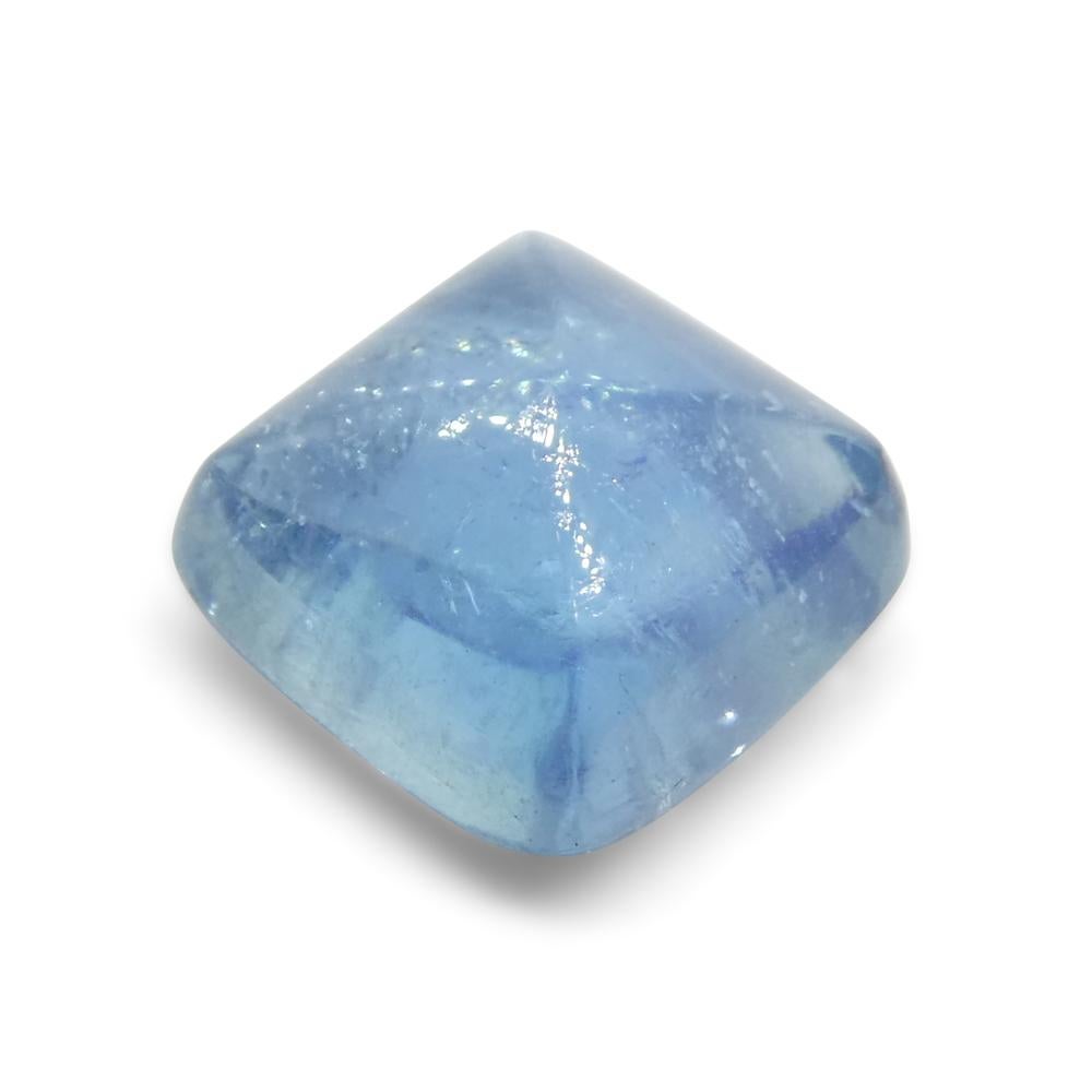 4.92ct Square Sugarloaf Cabochon Blue Aquamarine from Brazil For Sale 4