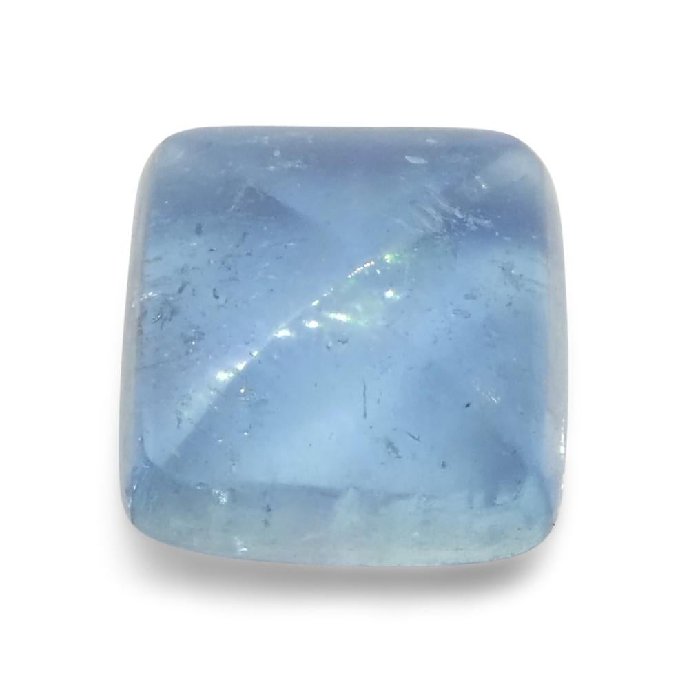 4.92ct Square Sugarloaf Cabochon Blue Aquamarine from Brazil For Sale 4