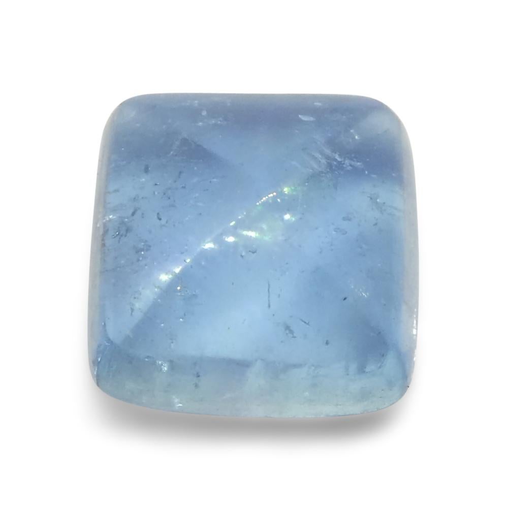 4.92ct Square Sugarloaf Cabochon Blue Aquamarine from Brazil For Sale 5