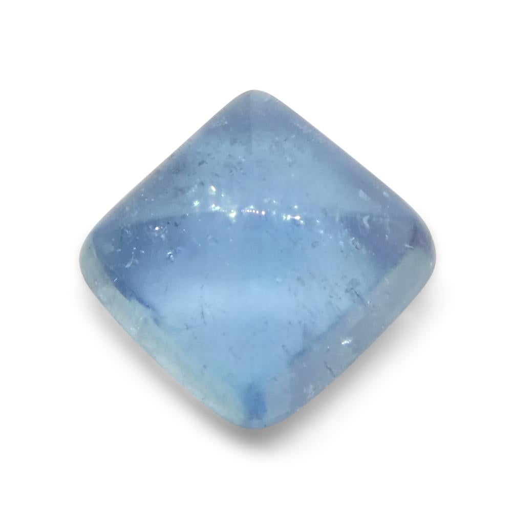 4.92ct Square Sugarloaf Cabochon Blue Aquamarine from Brazil For Sale 5