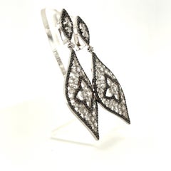 4.93 Carat Black Diamond White Rose Cut Diamond Cocktail Earrings