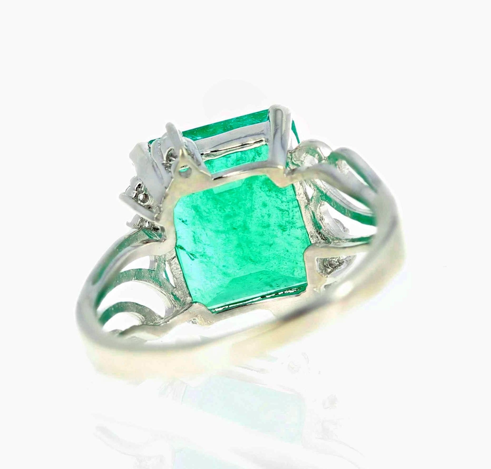 4.93 Carat Emerald and Diamond White Gold Ring 5