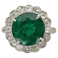 4,93 Karat Smaragd  GIA- und Diamant-Platin-Ring Nachlass-Schmuck