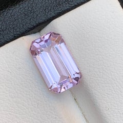 4.93 Carat Natural Pastel Lilac-Pink Kunzite Emerald Cut Loose Gemstone for Ring