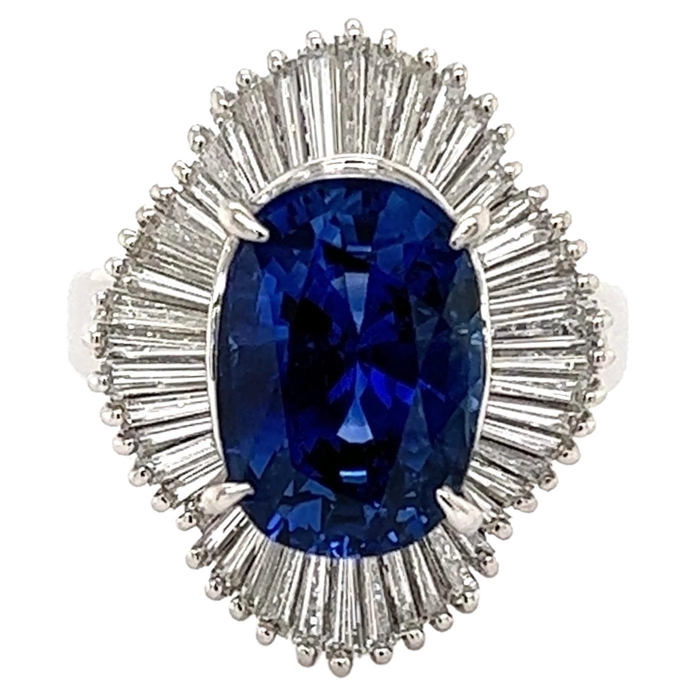 6 Carat Oval Blue Sapphire and Diamond Ring For Sale at 1stDibs blue