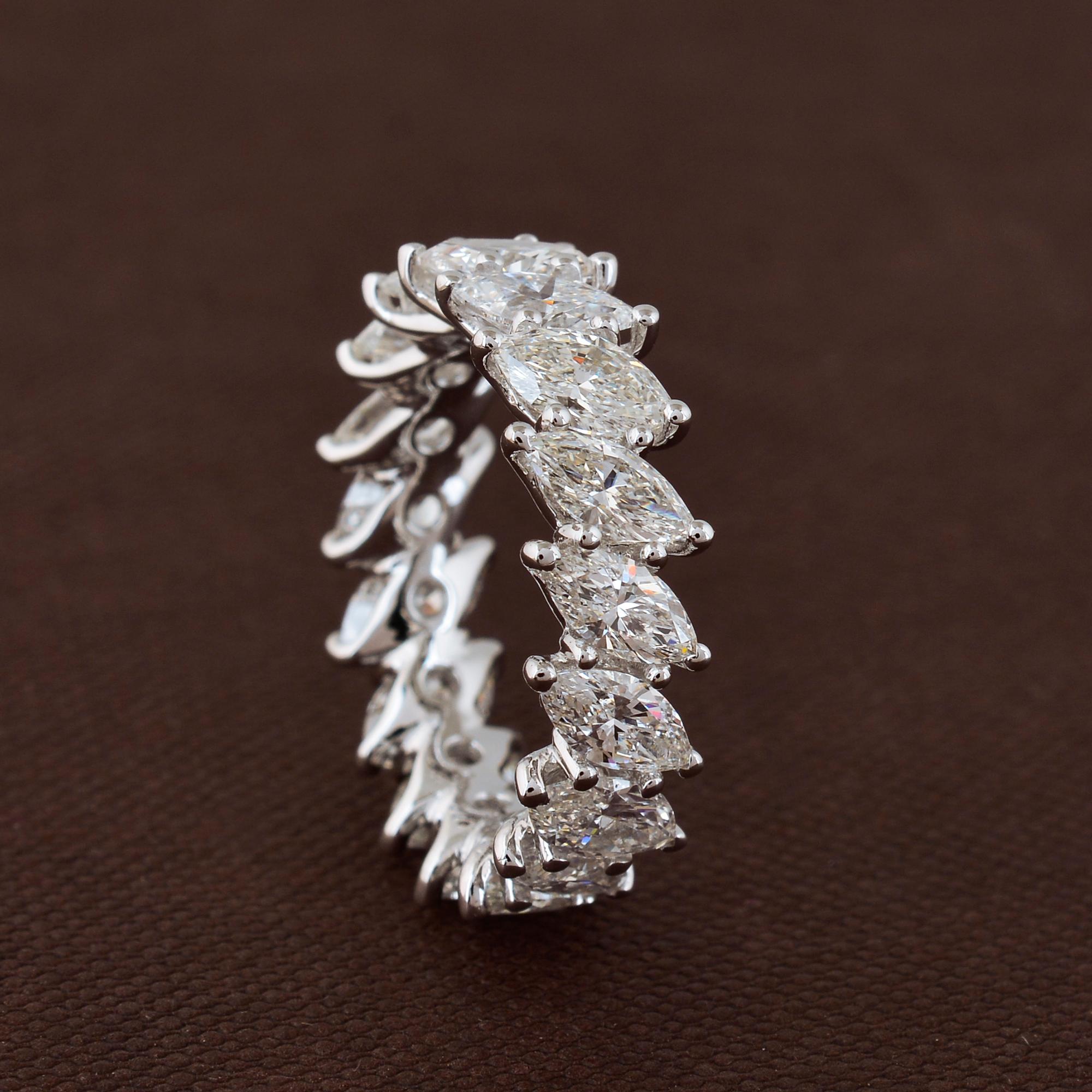 4,93 Karat SI Reinheit HI Farbe Marquise Diamant-Ring 18 Karat Weißgold (Marquiseschliff) im Angebot