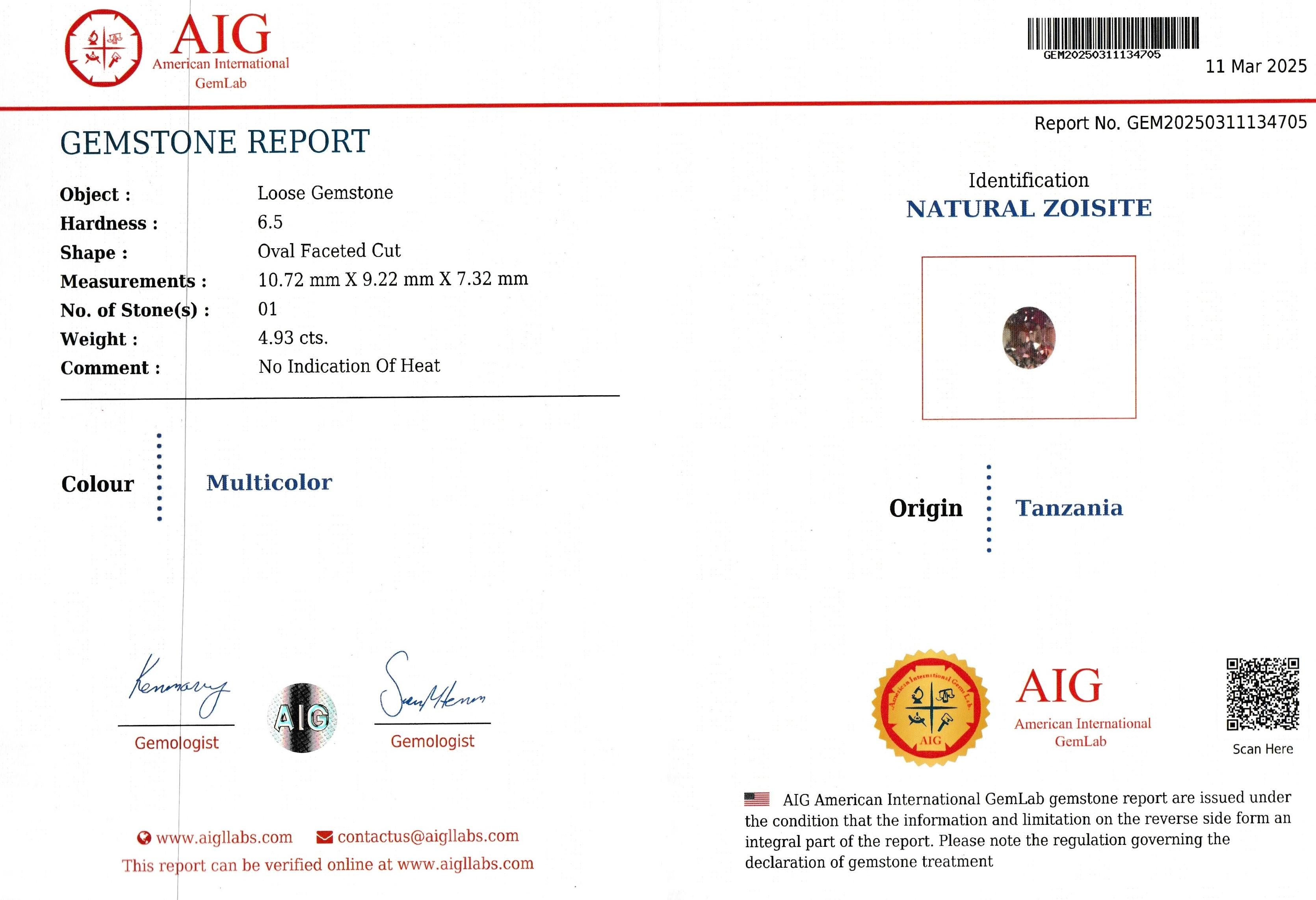 4,93 Carati Rara Tanzanite non riscaldata zoisite marrone rosato Bi colore in vendita 11