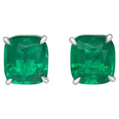 Roman Malakov Pendientes de esmeralda verde talla cojín de 4,93 quilates totales