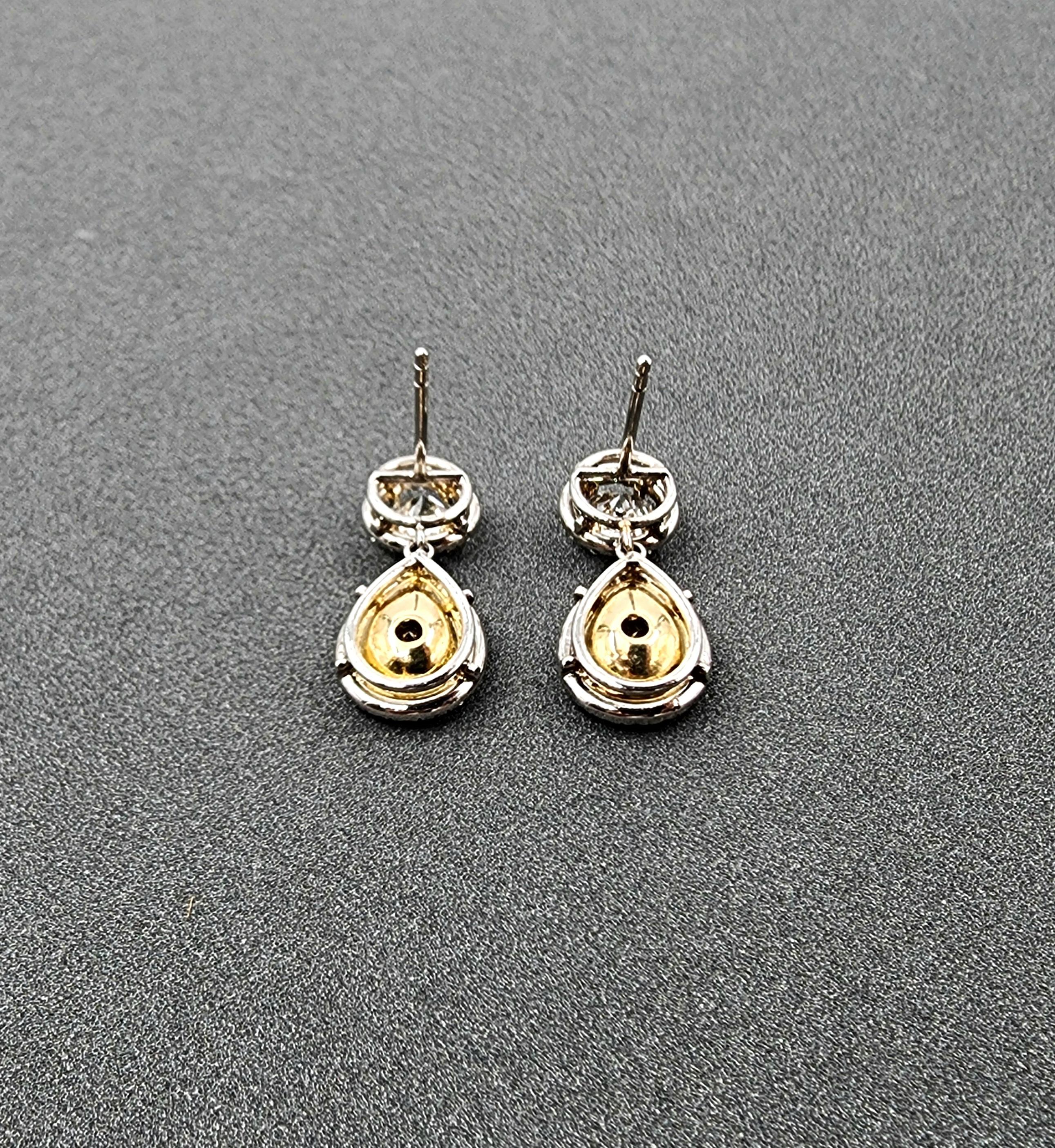4.93 ct Natural Yellow & Diamond Dangle Earrings For Sale 1