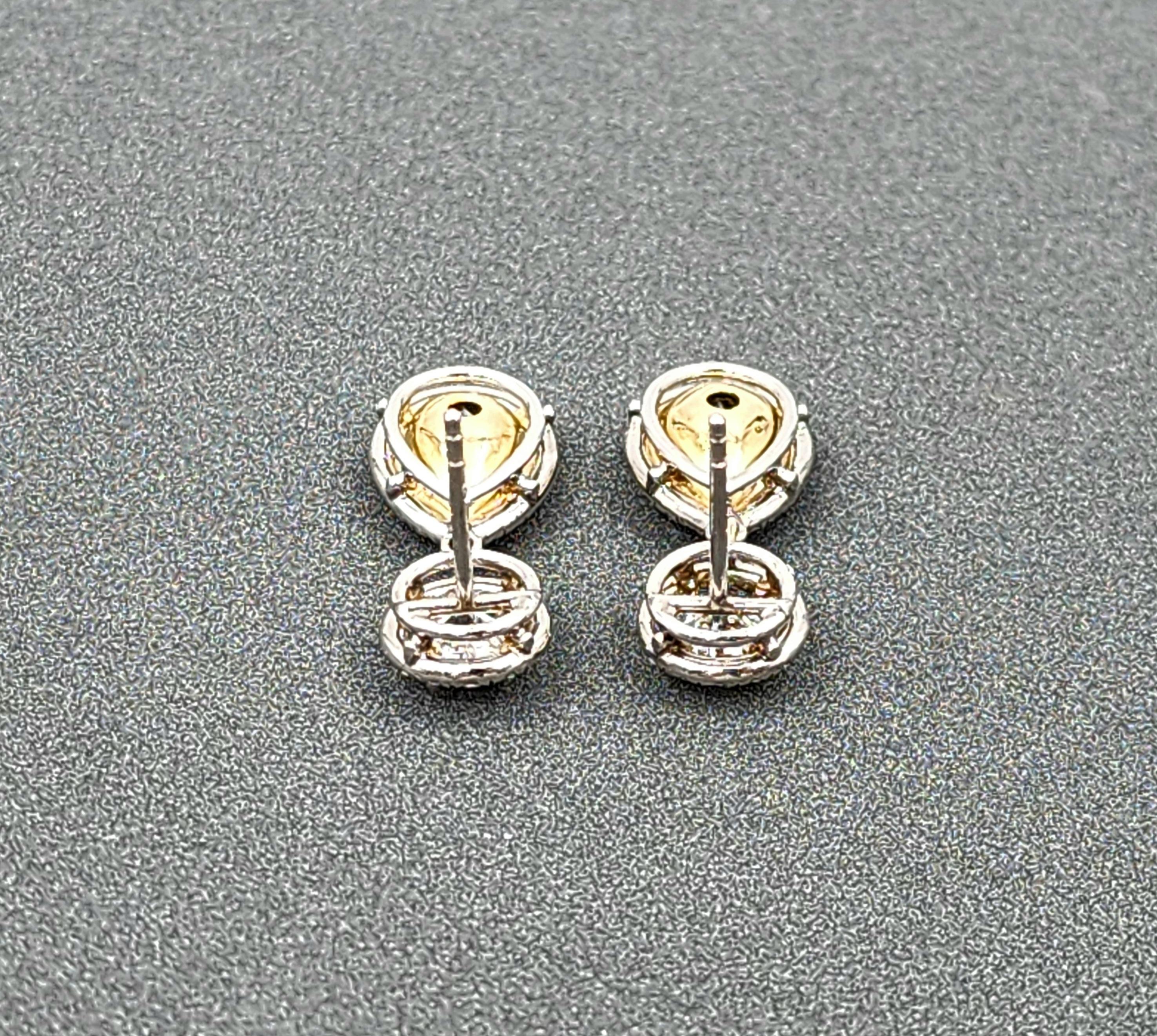4.93 ct Natural Yellow & Diamond Dangle Earrings For Sale 2