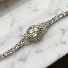 4.93 ct Rose-Cut Diamond Bracelet in Platinum Antique Art Nouveau Filigree Style