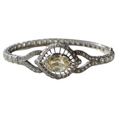 4.93 ct Rose-Cut Diamond Bracelet in Platinum Antique Art Nouveau Filigree Style