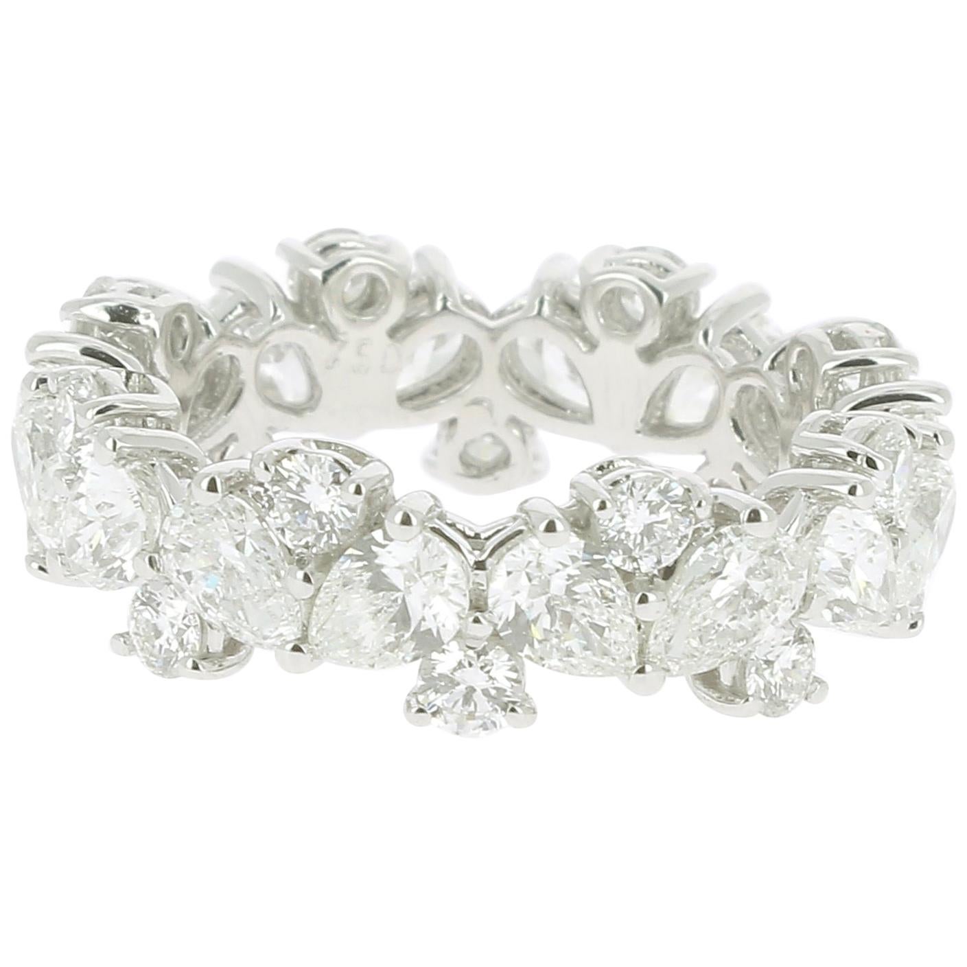 4.93 Diamond Bridal Rings 18 Karat White Gold Pear Diamonds Round Diamonds For Sale