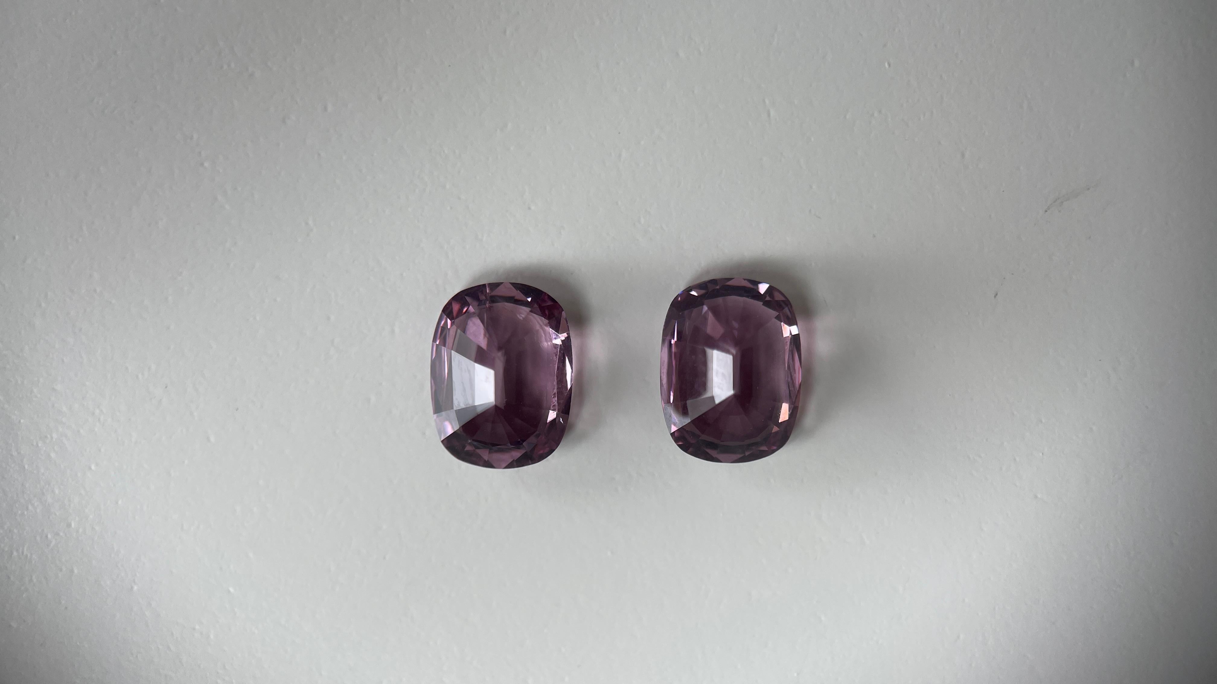 4,93 Karat Metallic lila rosa Spinell-Paar, Top-Qualität, Spinell im Präzisionsschliff im Zustand „Neu“ im Angebot in Singapore, SG