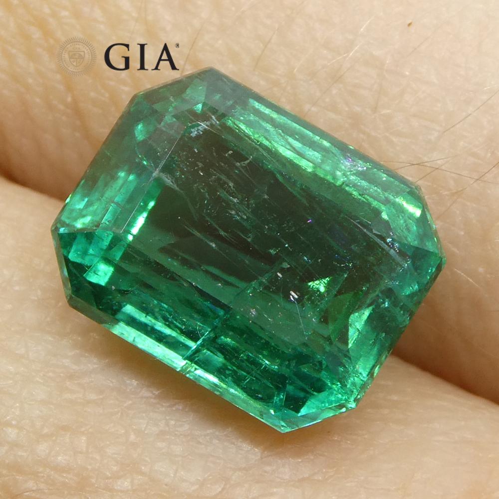 Achteckiger grüner Smaragd im Smaragdschliff, 4,93 Karat, GIA-zertifizierter Zambia (F2) im Angebot 8