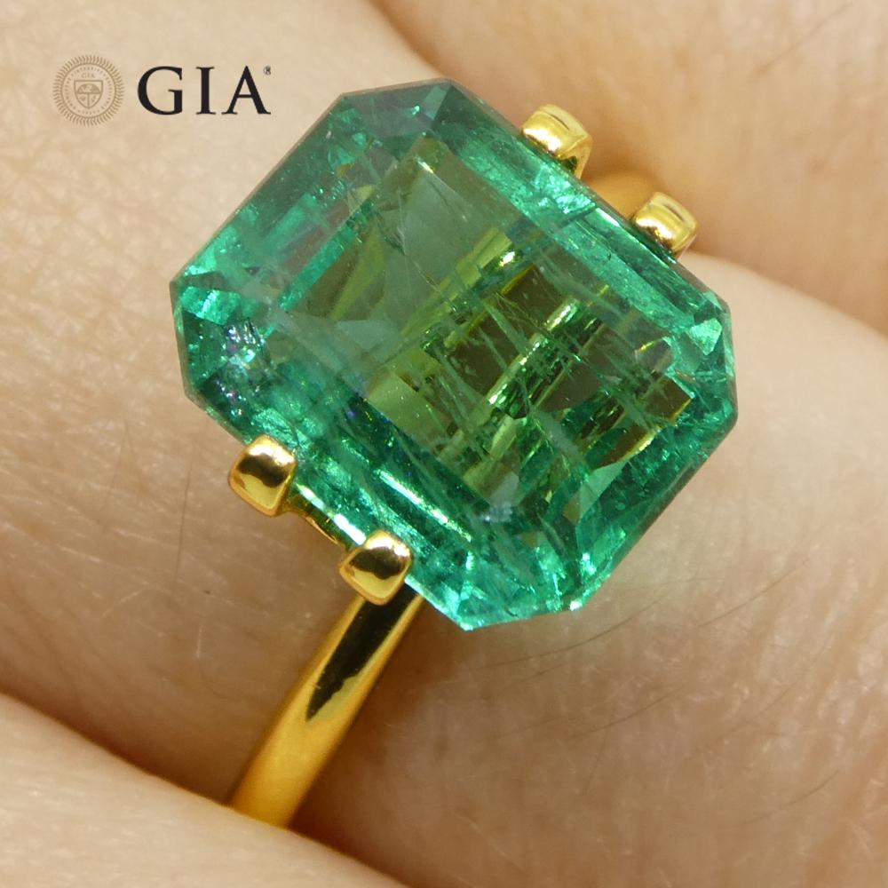 Achteckiger grüner Smaragd im Smaragdschliff, 4,93 Karat, GIA-zertifizierter Zambia (F2) im Angebot 10