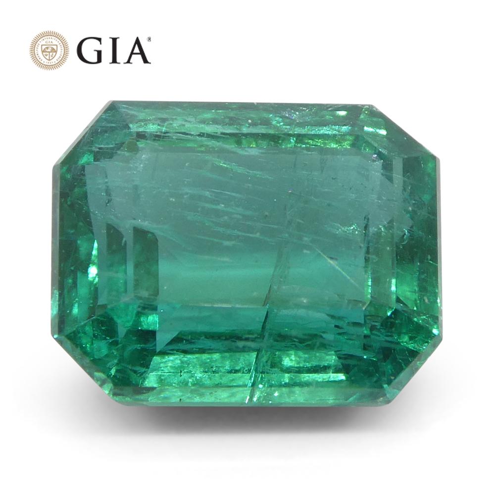 Achteckiger grüner Smaragd im Smaragdschliff, 4,93 Karat, GIA-zertifizierter Zambia (F2) für Damen oder Herren im Angebot
