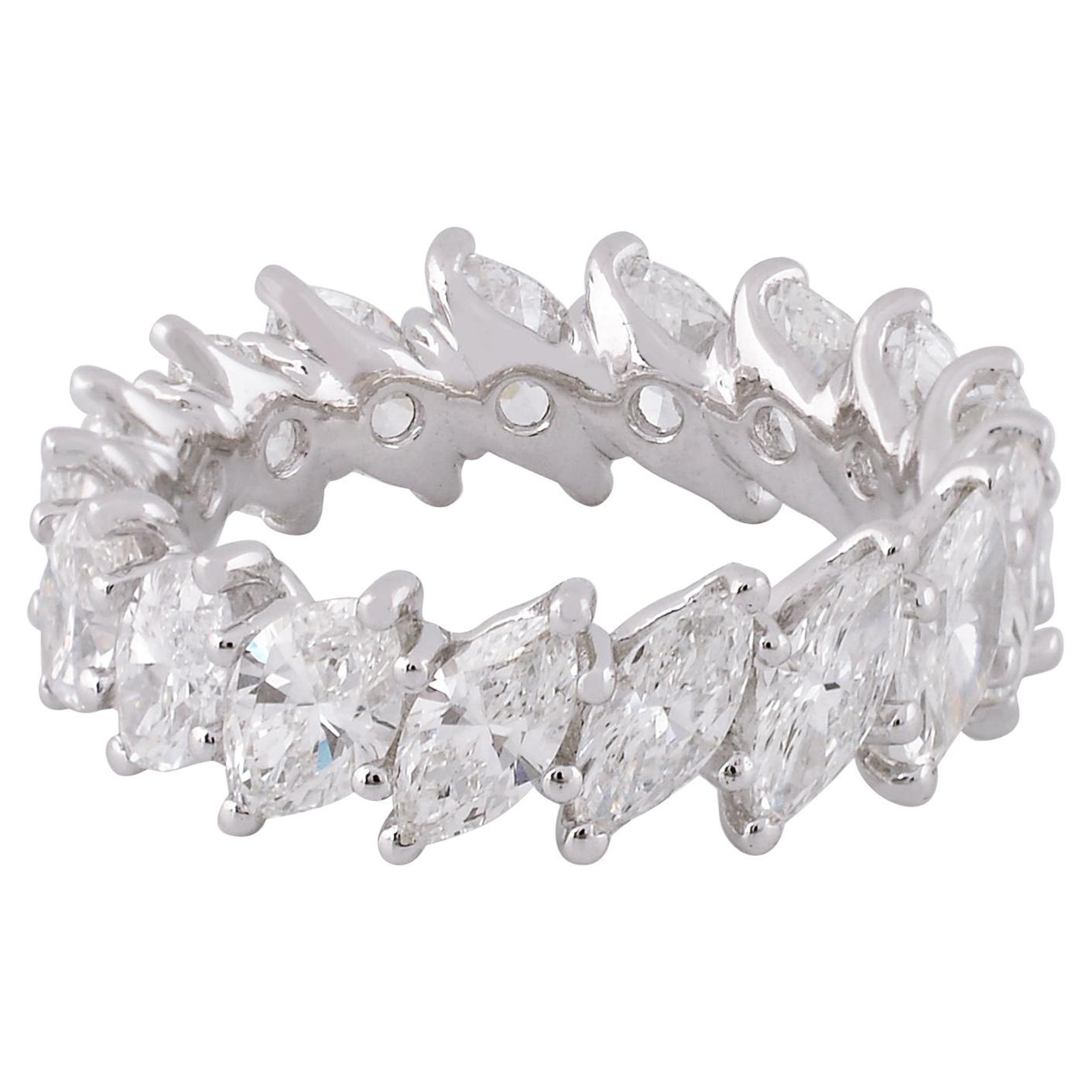 4.93ct SI/H Marquise Diamond Eternity Band Ring 14k White Gold