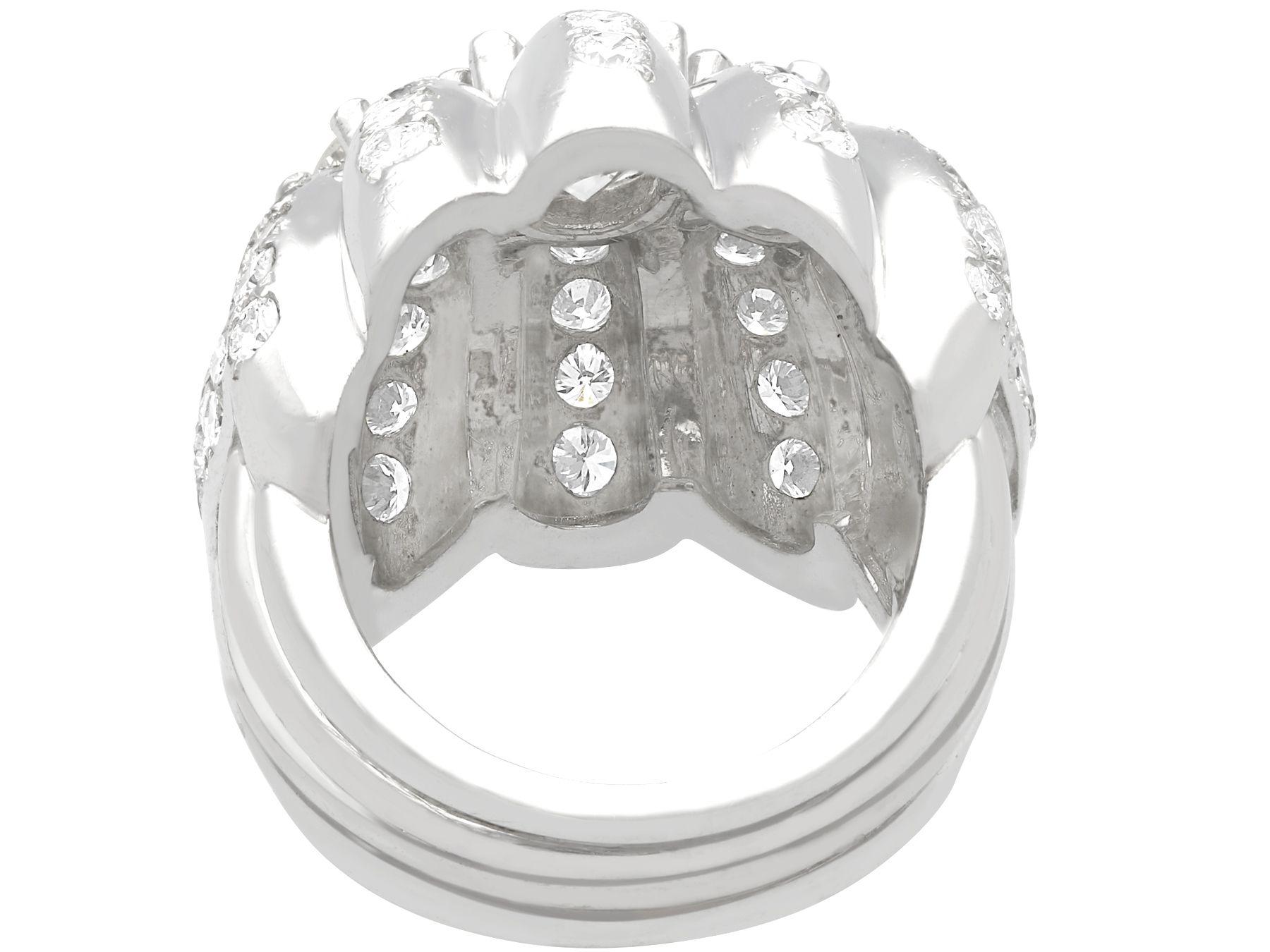 4.94 Carat Diamond and Platinum Cocktail Ring, circa 1950 For Sale 1