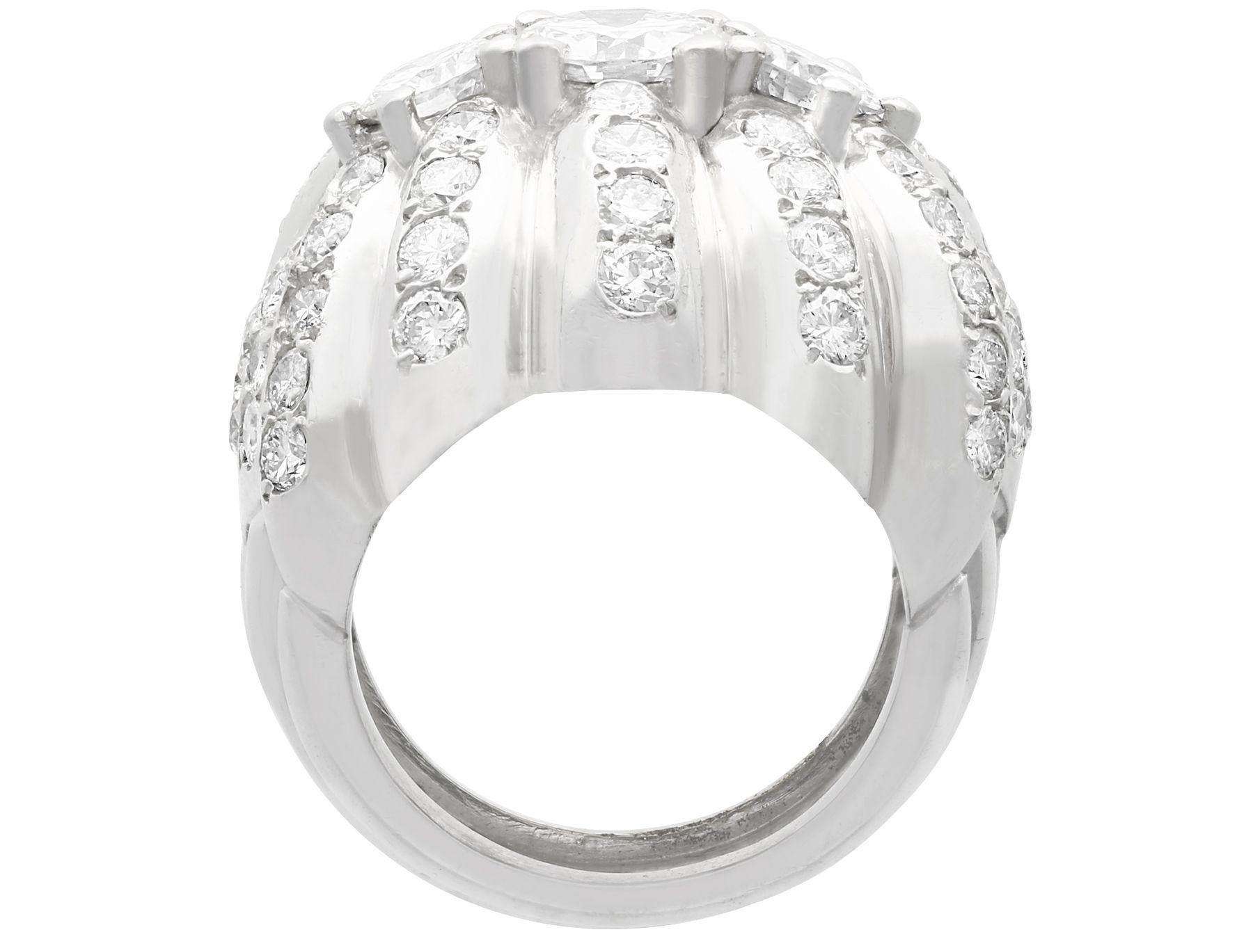 Women's 4.94 Carat Diamond and Platinum Cocktail Ring, circa 1950 For Sale