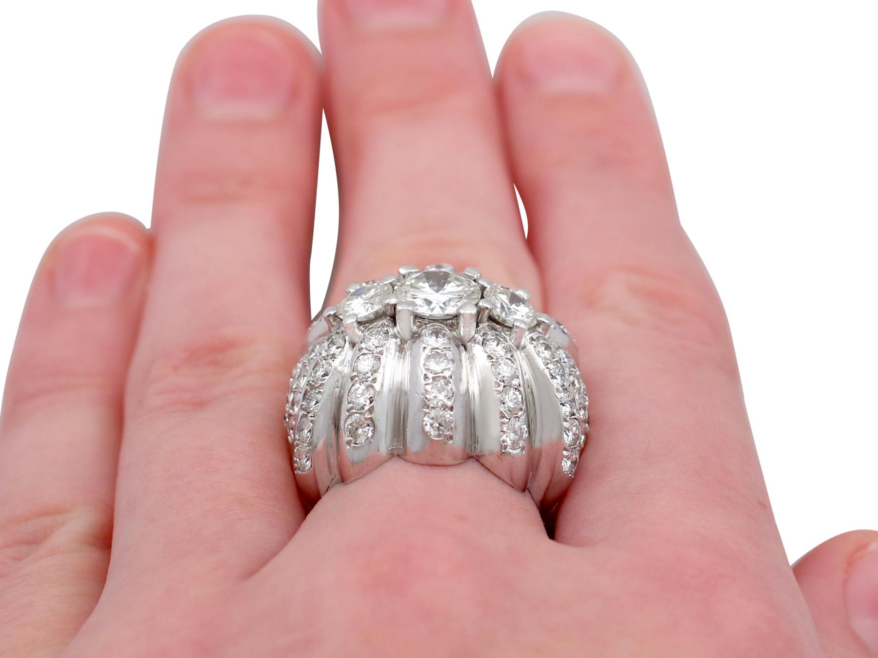4.94 Carat Diamond and Platinum Cocktail Ring, circa 1950 For Sale 5