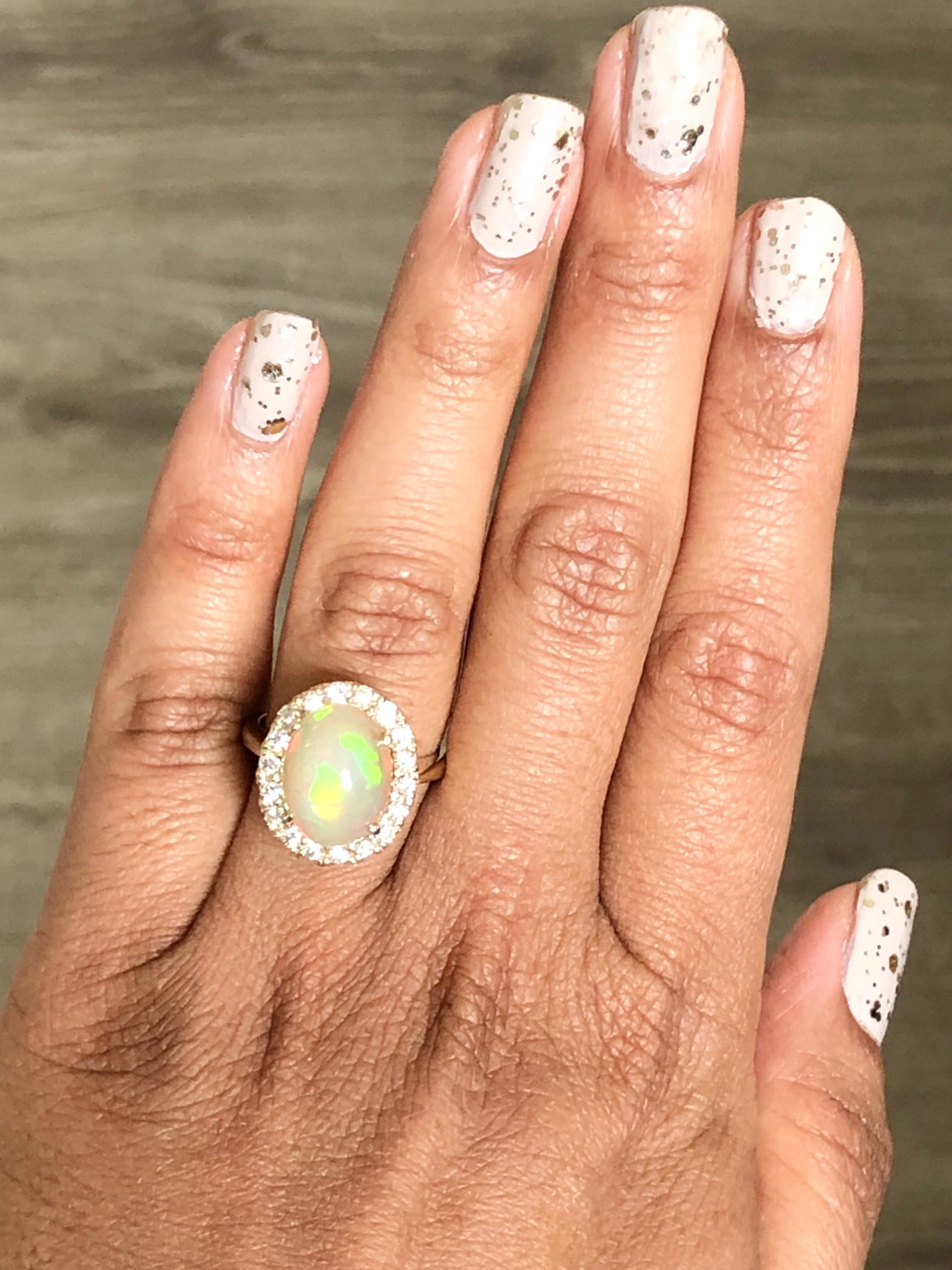 4.94 Carat Opal Diamond 14 Karat Yellow Gold Ring In New Condition In Los Angeles, CA