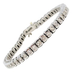 Round Brilliant Semi Bezel Set 51 Diamond Tennis Bracelet 7.25" in Platinum