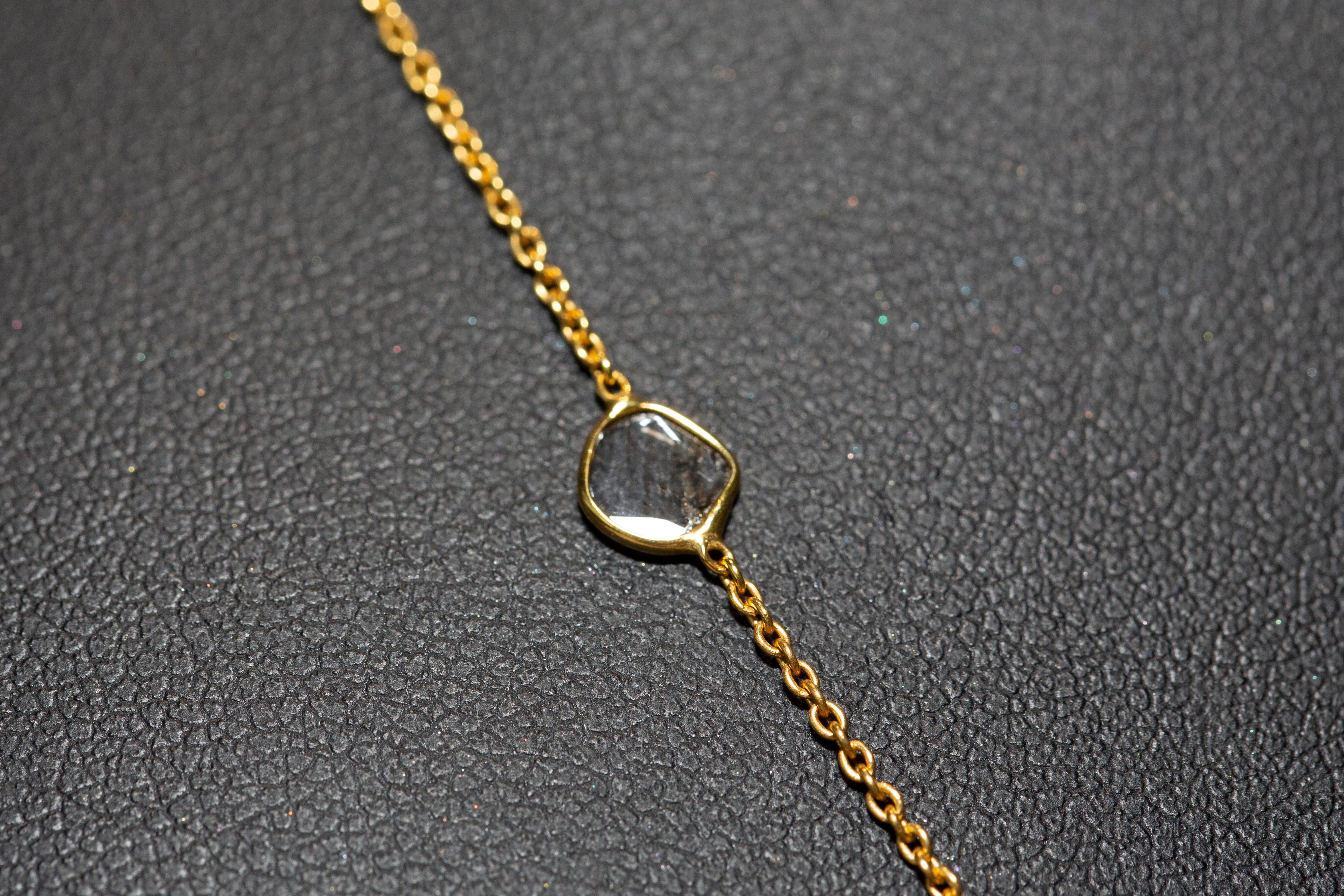 4.94 Carat Sapphire Diamond Rose Cut 18 KT Yellow Gold Pendant Necklace For Sale 5